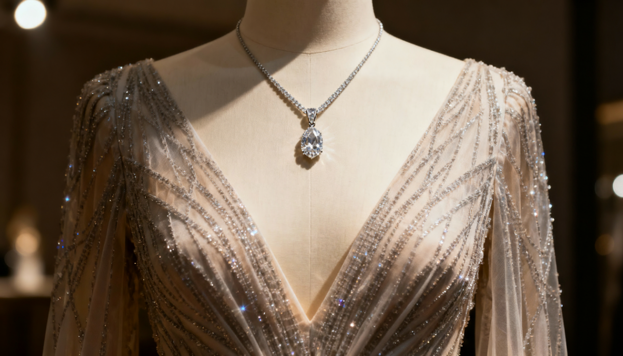 necklace for formal v neck dress Elegant Jewelry V-Neck Gowns: A Style Guide – Mvraki Cinderella Couture
