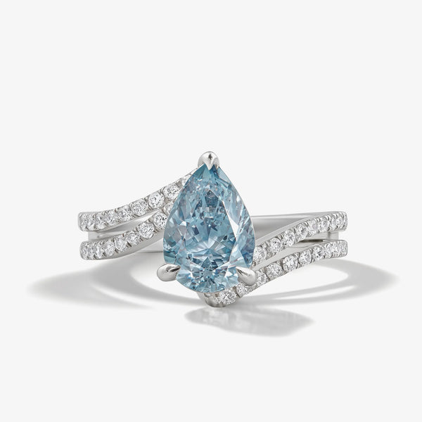 Blue Noon Double Twist Pear Cut Diamond Ring