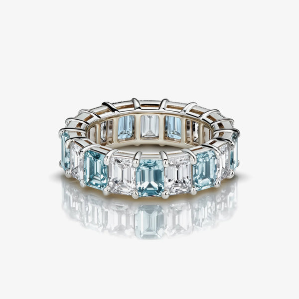 Blue Noon Emerald Duet Eternity Band