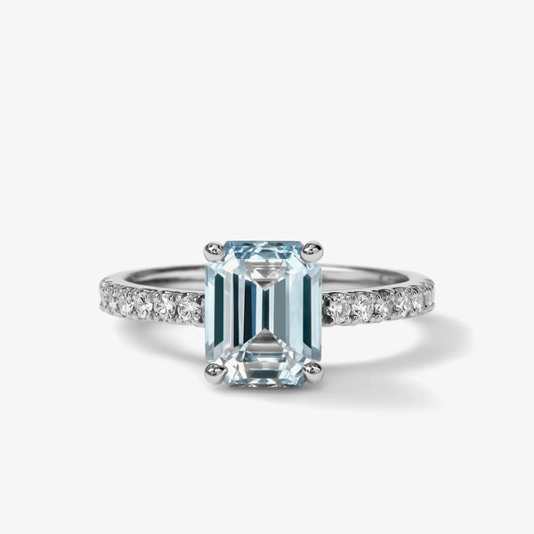 Blue Noon Emerald Half Pavé Diamond Ring