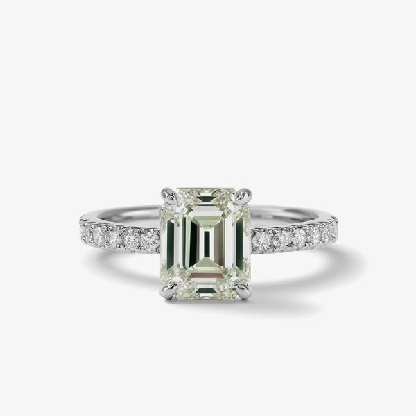 Verdant Hymn Emerald Three-Quarter Pavé Diamond Ring