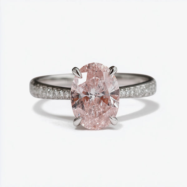 Blush of Dawn Three-Quarter Pavé Oval Diamond Ring