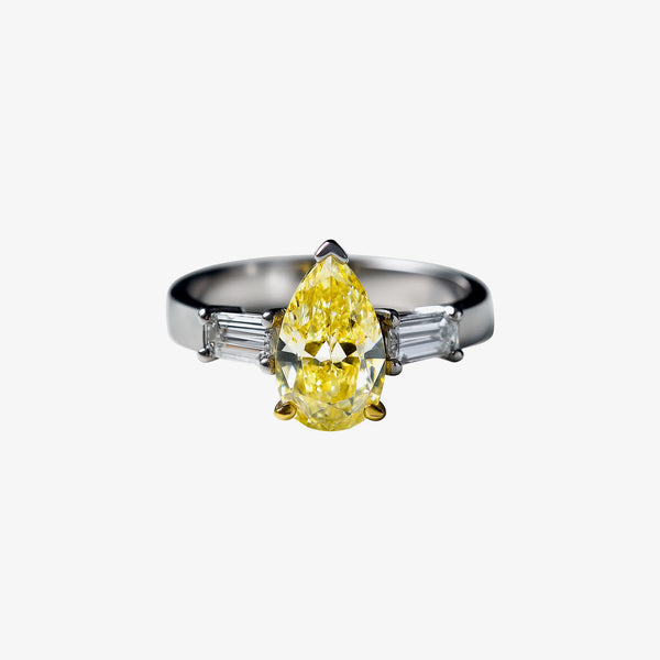 GoldenHour Three-stone Pear Diamond Ring