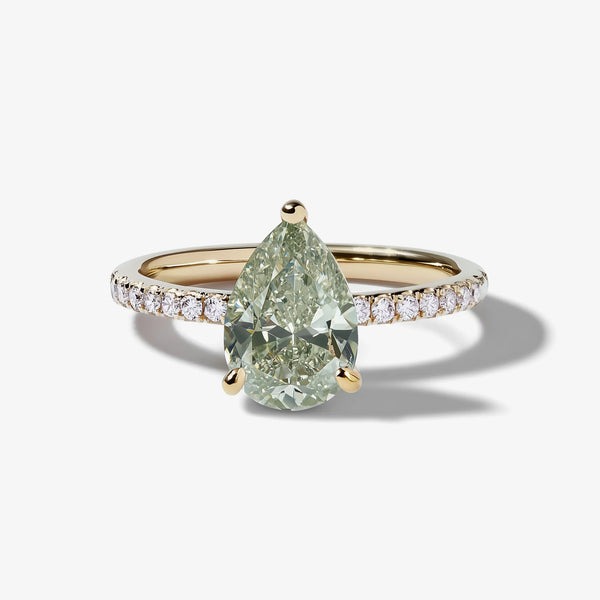 Verdant Hymn Pear Three-Quarter Pavé Diamond Ring