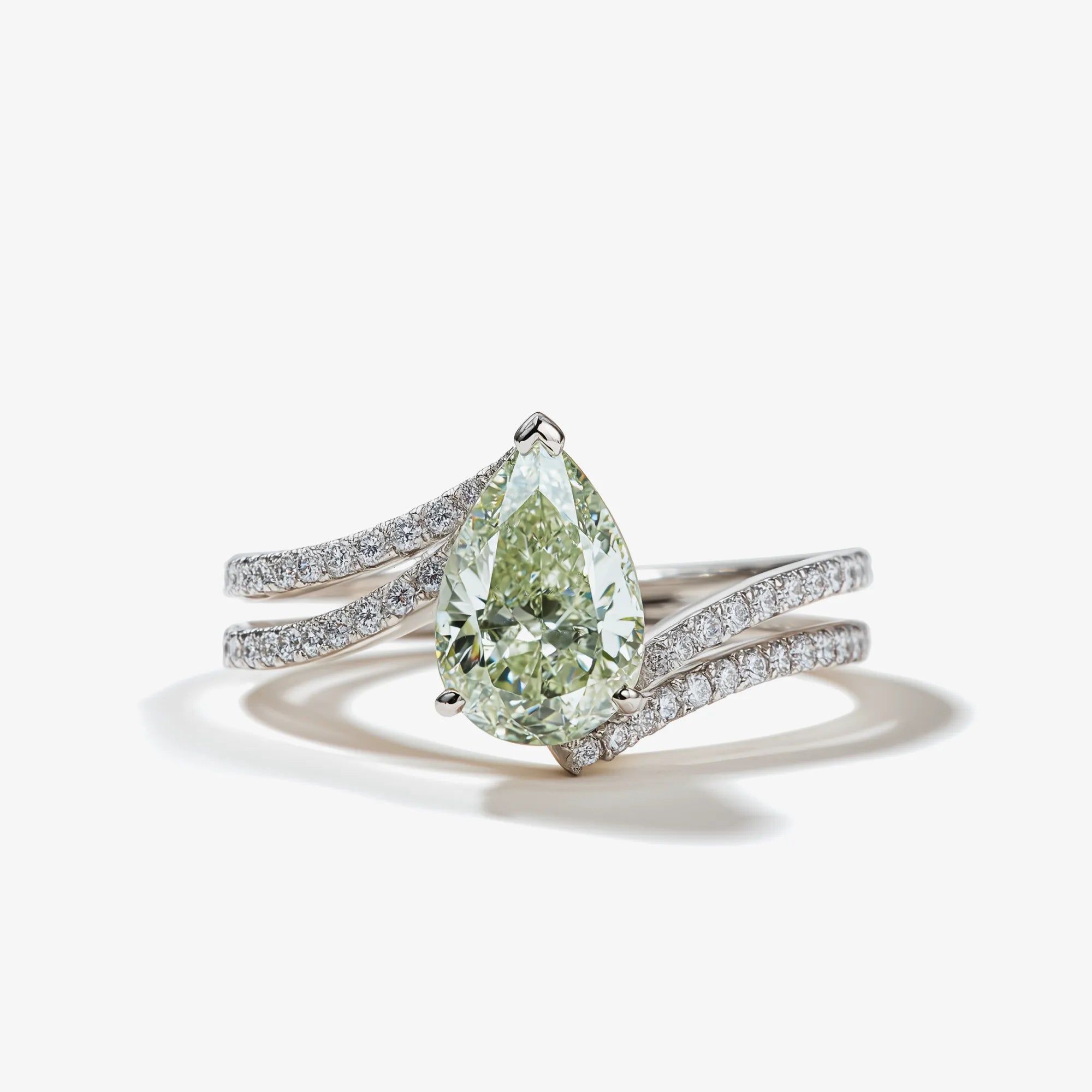 Green Pear Cut Lab Grown Diamond Ring | Twist Design – Mvraki