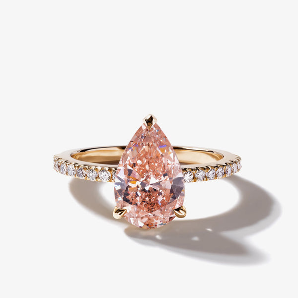Blush of Dawn Pear Three-Quarter Pavé Diamond Ring