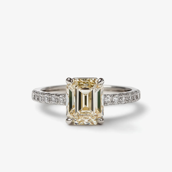 GoldenHour Emerald Half Pavé Diamond Ring