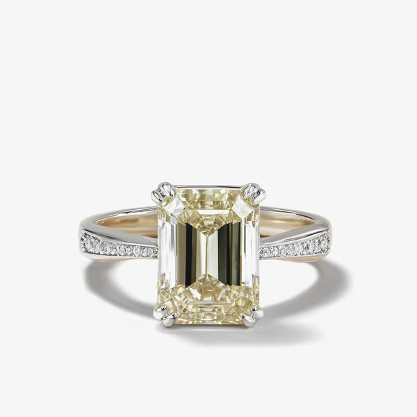 GoldenHour Emerald Tapered Pavé Diamond Ring