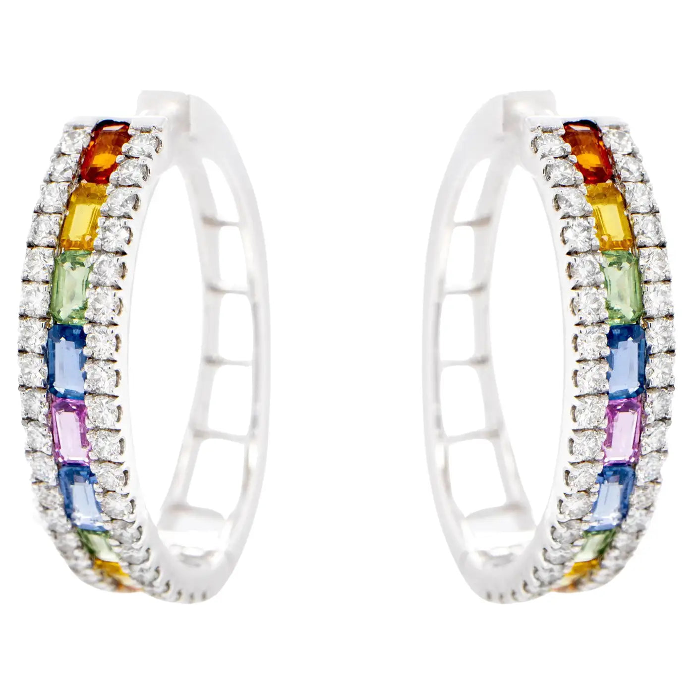 Lollipop Baguette Diamond Hoop Earrings