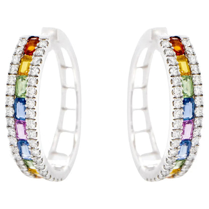 Lollipop Baguette Diamond Hoop Earrings