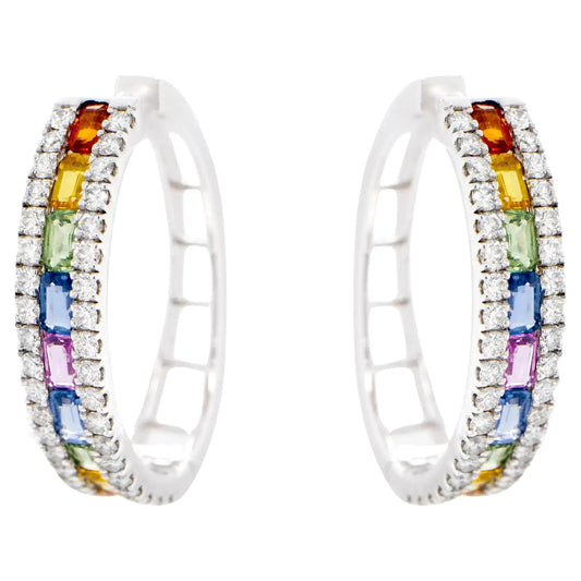 Lollipop Baguette Diamond Hoop Earrings