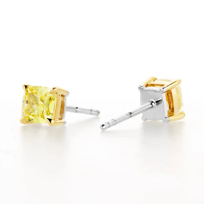 Yellow Diamond Stud Earrings