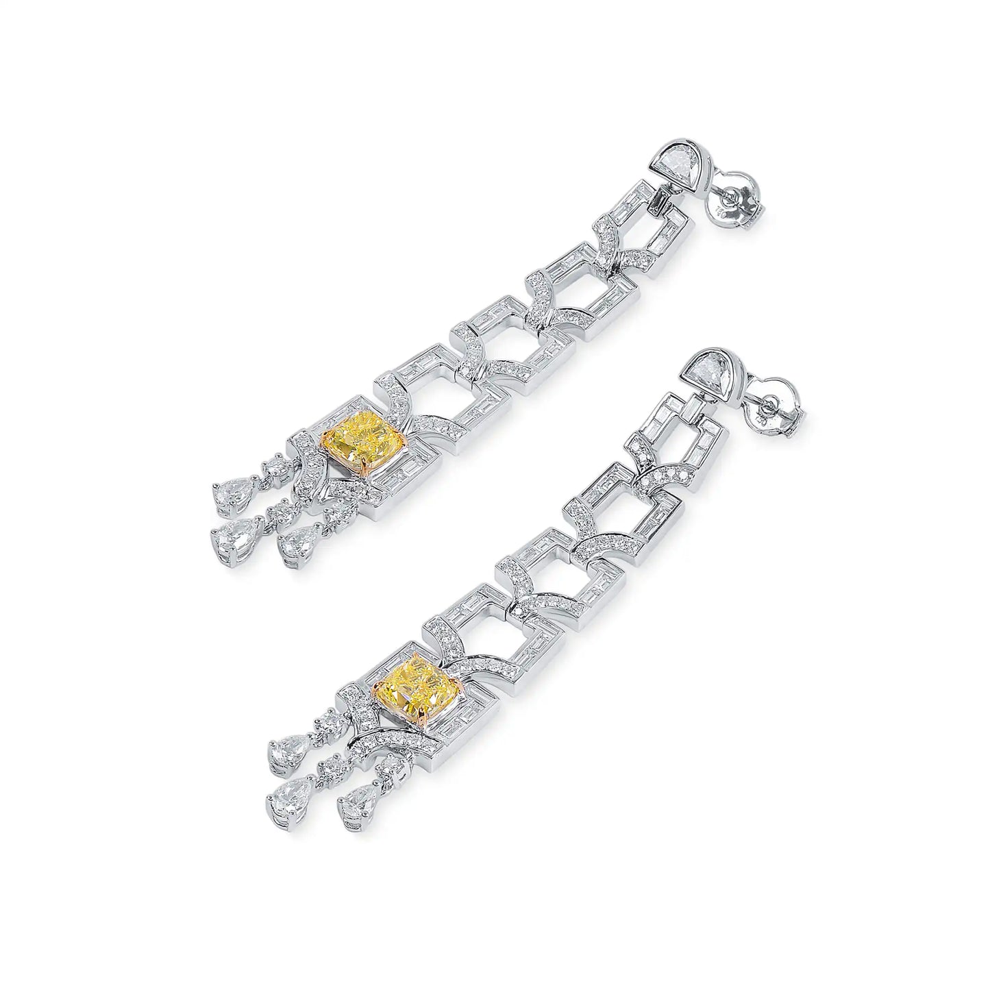 Fancy Yellow Diamond Drop Earrings