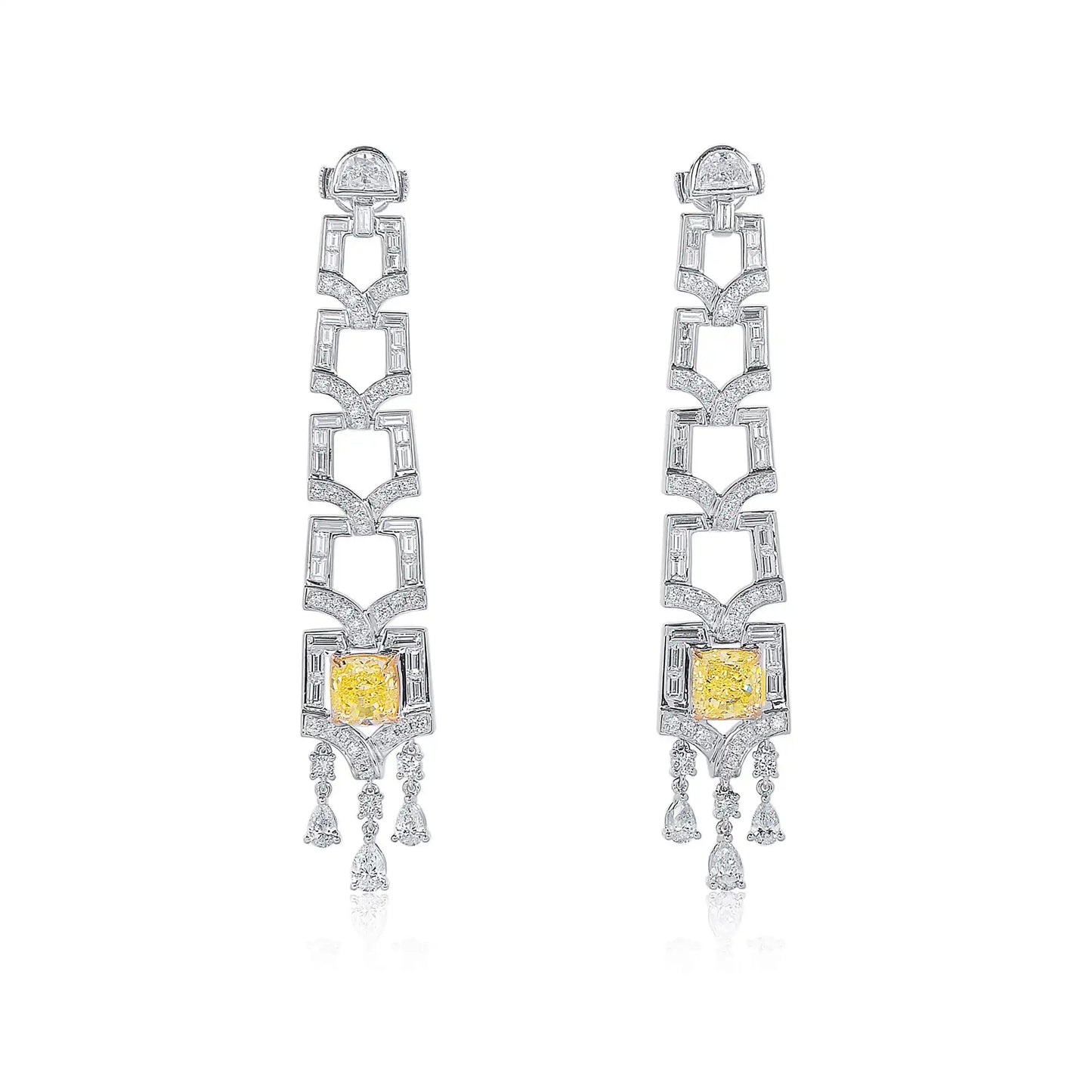 Fancy Yellow Diamond Drop Earrings