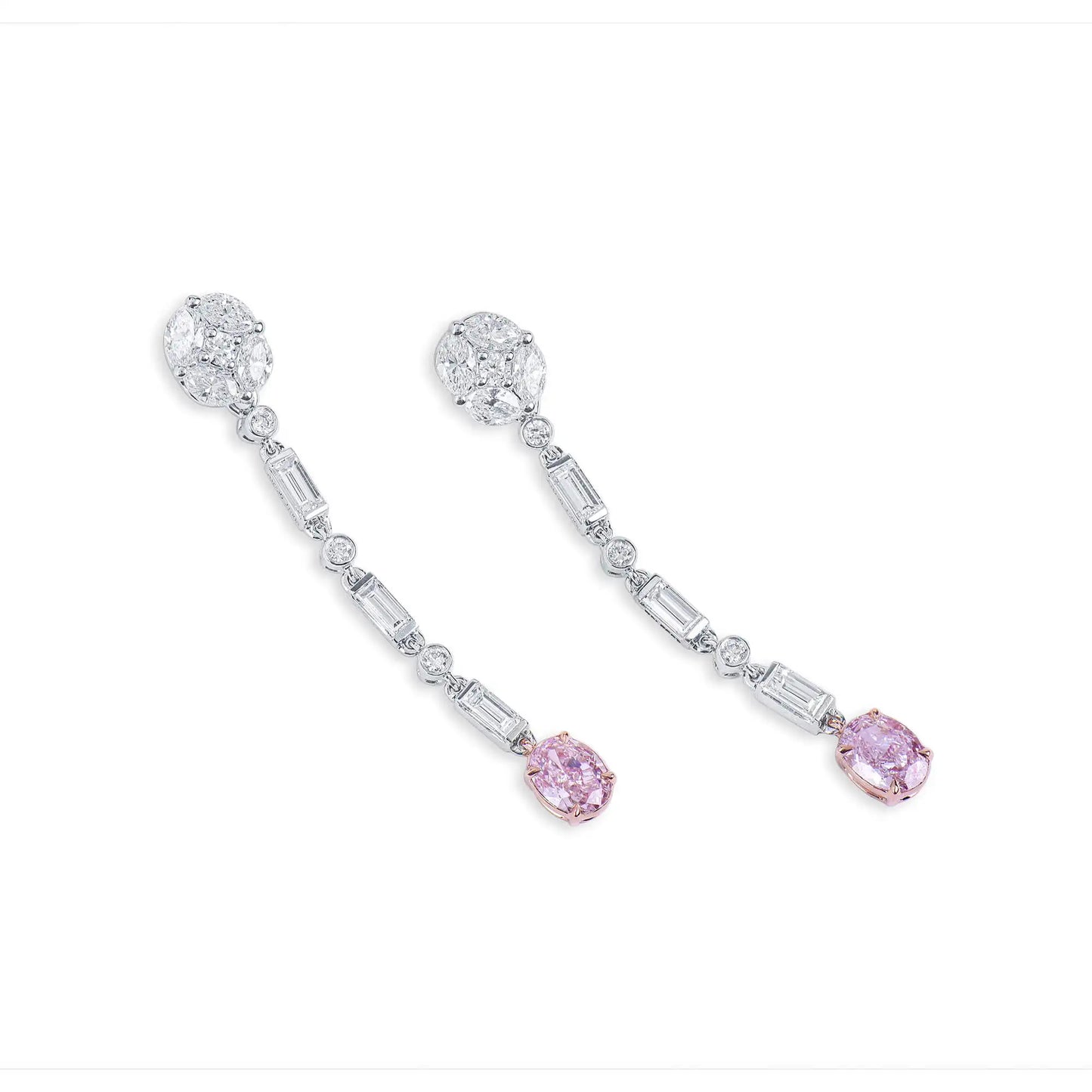 Pink Sapphire Whisper Diamond Earrings