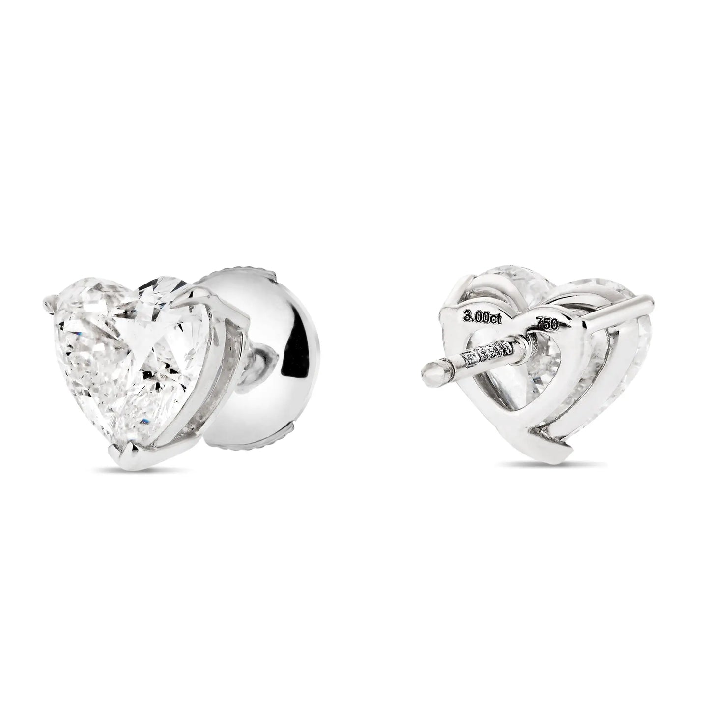 Classic Heart Shape Diamond Stud Earrings