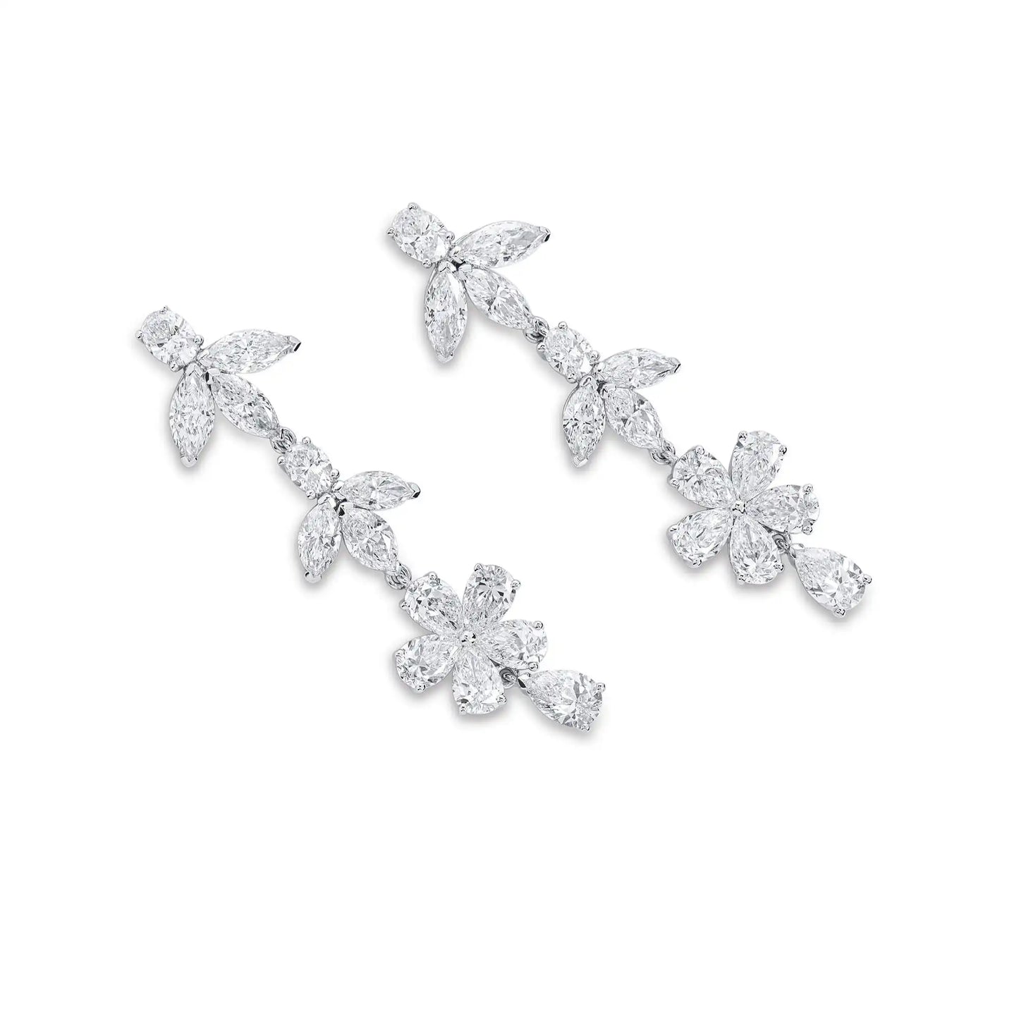 Classic Flower Diamond Drop Earrings