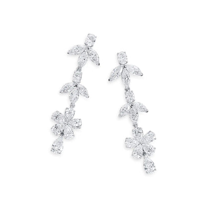 Classic Flower Diamond Drop Earrings