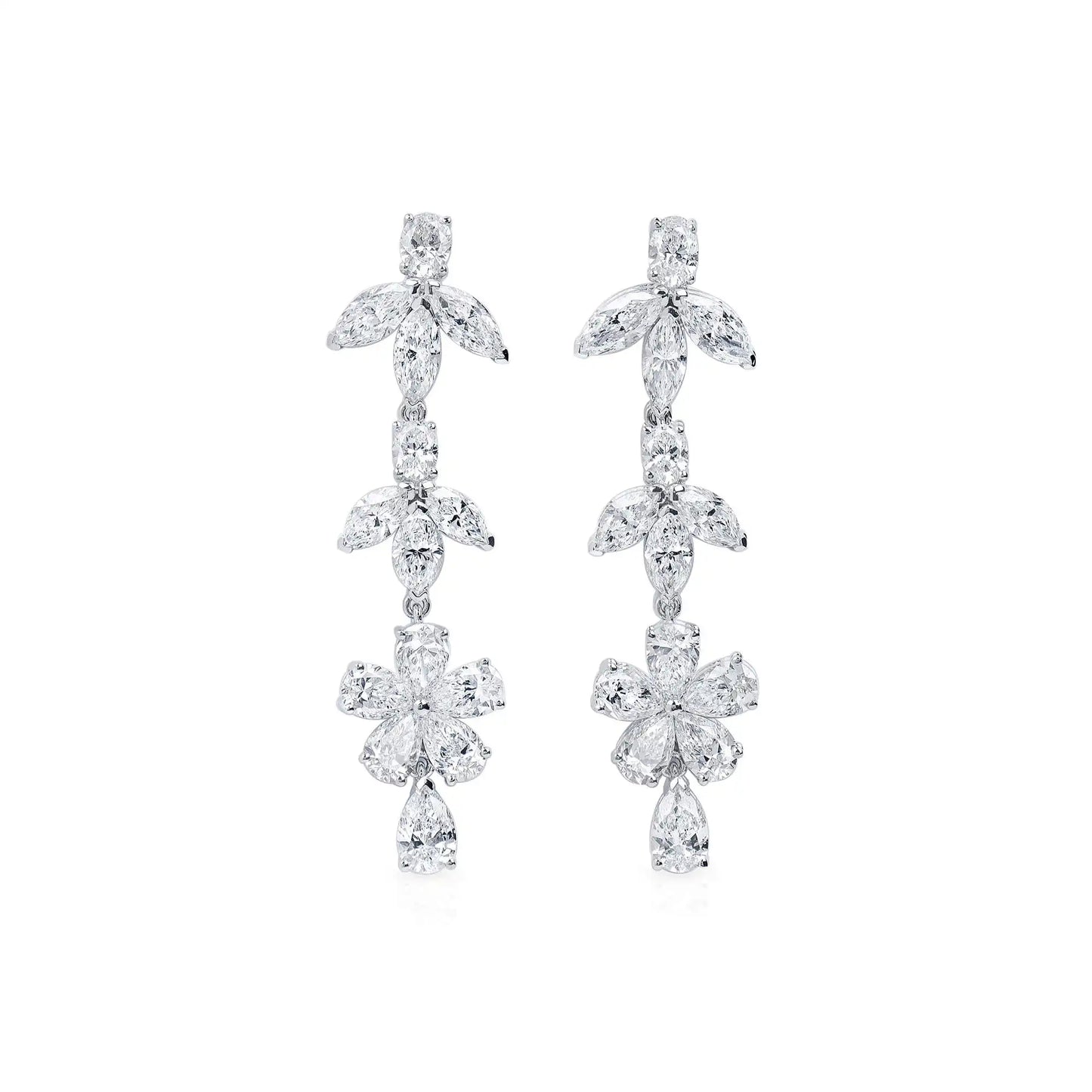 Classic Flower Diamond Drop Earrings