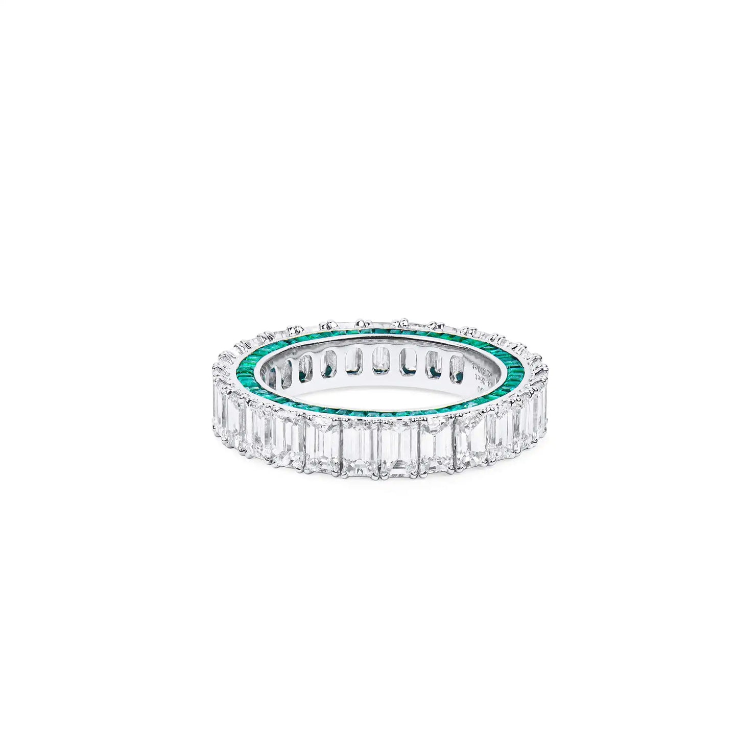 White Diamond and Emerald Eternity Band Ring